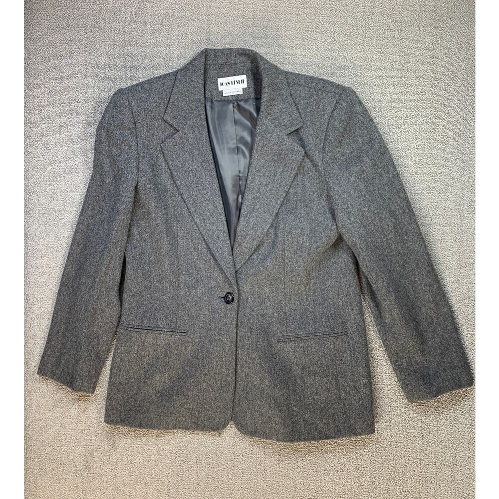 Joan Leslie Blazer‎ Suit Jacket Wool Blend Career Business Academia Gray Size 10